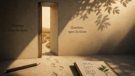 Answers Close the Book. Questions Open the Future.